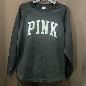 Pink Crewneck, Sparkly Silver Logo, Size Small